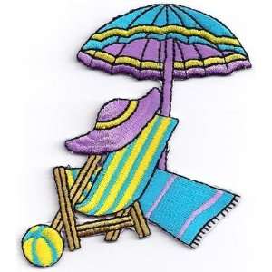  Beach Chair, Aqua, Lavender & Yellow/Iron On Embroidered 