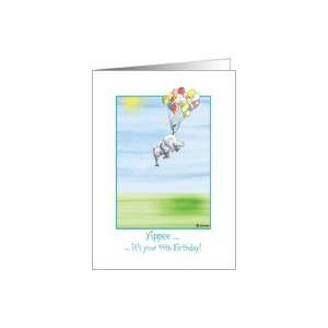   44th Birthday, cute Elephant flying with balloons Card Toys & Games