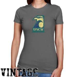  UNC Wilmington Seahawks Ladies Charcoal Distressed Logo 