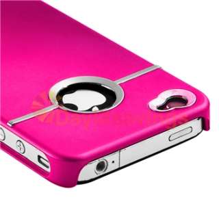 Pink Rubber Hard Case w/ Chrome Hole Rear+PRIVACY FILTER Film for 