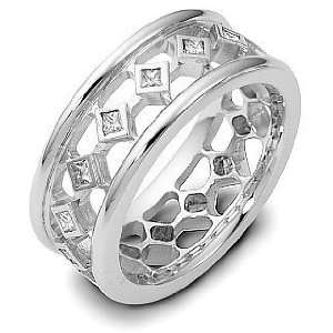   Designer 14 Karat White Gold Unique Diamond Eternity Ring   6: Jewelry