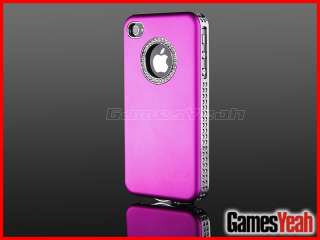  Magenta Aluminum Bling Chrome Hard Case Skin Cover For iPhone 4S 4G S