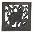 AFRICAN ELEPHANT CARVED BLACK WOOD WALL PLAQUE DECOR