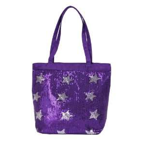  Dance Bag Solid Sequin Front With Stars Tote in Purple 