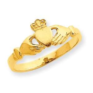  14k Gold Polished & Satin Claddagh Ring Jewelry