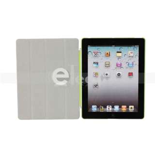   Magnetic Leather Smart Cover + Hard Back Case for iPad 2 Green  