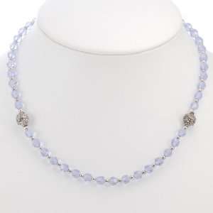   Handmade Lavender Crystal & Antiqued Silver Beaded Necklace Jewelry