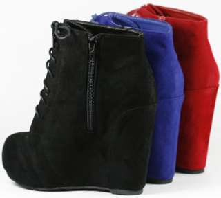 Wedge Round Toe Platform Lace Up Ankle Bootie Boot Glaze Camilla5 