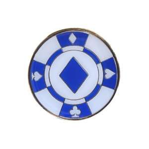  Blue Diamond Poker Chip Golf Ball Marker with Magnetic 