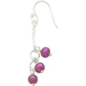    Sterling Silver Dyed Purple Imitation Pearl Earrings: Jewelry