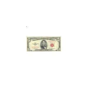 1953 red seal $5 legal tender note, XF AU: Toys & Games