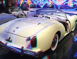1953 Kaiser Darrin in Anachrome 3D. Note that the doors slide into the 