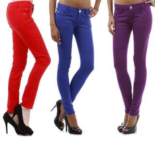   Premium Multi Colors Skinny Denim Jeans Slim Fit Jeggings Zipper Pants