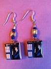Blue Dr. Who and Tardis Scrabble Tile Earrings 10th Dr David Tennant