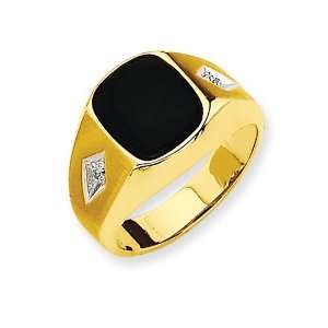  14k Polished Mens Diamond and Onyx Ring Mounting Jewelry