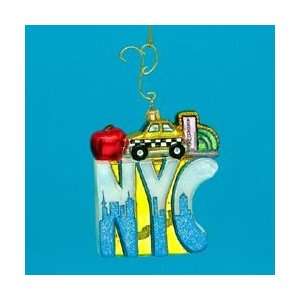   New York City, The Big Apple Glass Christmas Ornaments: Home & Kitchen