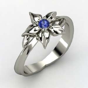    Star Flower Ring, Sterling Silver Ring with Sapphire: Jewelry