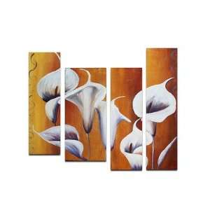 Hand Painted Plant of Peace Pirouette 4 Piece Canvas Art 