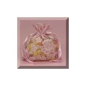  12ea   5 X 6 1/2 Pink Faux Burnout Floral Bag Health 