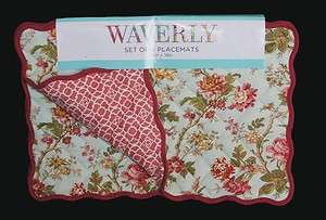 Waverly MAY MEDLEY Floral Reversible Quilted Scalloped Edges 