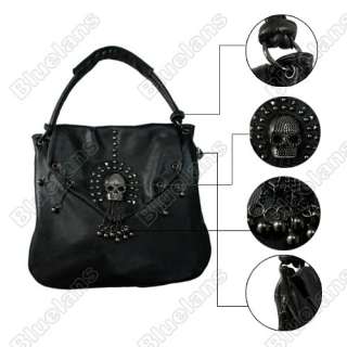 Punk Rivet Skull Lady PU Leather Handbag Shoulder Bag  
