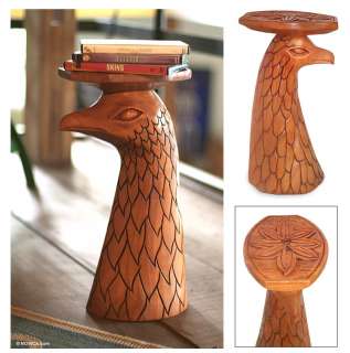 EAGLE HEAD TABLE~Hand Carved WOOD Accent Table~AFRICAN  