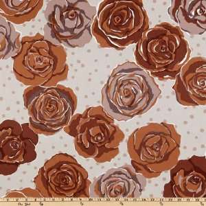  54 Wide Olive Rose Sateen Rose Dot Brown Fabric By The 