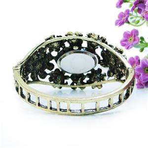 VTG Style Watch Flower Bracelet Black Swarovski Crystal Floral Bangle 