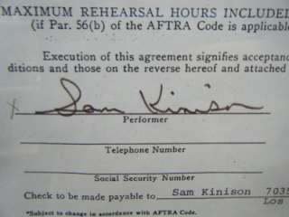 SAM KINISON SNL SATURDAY NIGHT LIVE SIGNED AUTOGRAPHED CONTRACT HOWARD 