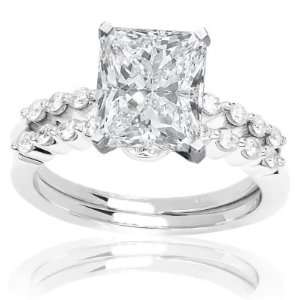   GIA Certified Radiant Cut / Shape Prong Set Round Diamonds Ring Only