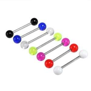  Stainless Steel Bar with Purple Acrylic Balls  14g (1.6mm 