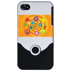  iPhone 4 or 4S Slider Case Silver 70s Spiral Peace Symbol 