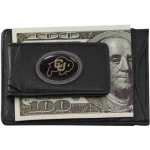  Colorado Buffaloes Black Leather Card Holder and Magnetic 