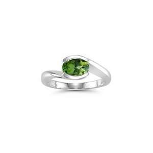   18 Cts Green Tourmaline Solitaire Ring in 14K White Gold 8.0: Jewelry