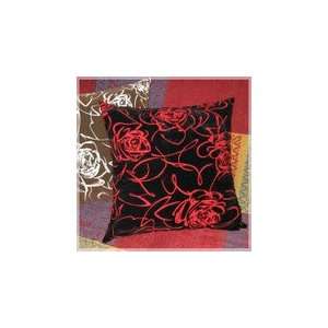 Beautiful Dark Red Flora Smooth Plain Velvet Throw Pillow / Cushion 