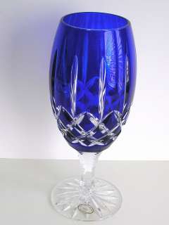   ARABELLA COBALT CASED CUT TO CLEAR CRYSTAL ICED TEA / WATER GOBLET