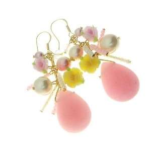  925 Sliver with Gold plated Sweet Clay Flower Earrings 
