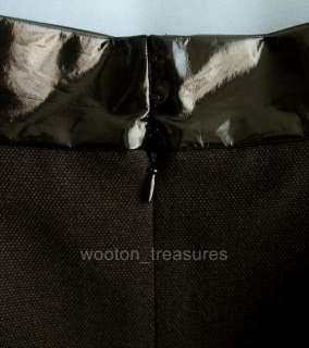 Chloe Black Wool Skirt Patent Waist Band 36 4 NWT $695  
