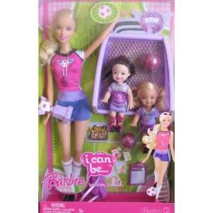  Barbie I Can Be SOCCER COACH Playset w Barbie Doll, 2 Kelly Dolls 