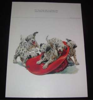 VINTAGE TEXACO PROMO PRINT FIRE CHIEF PUPS WITH FIRE HELMET  