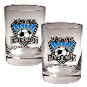 com San Jose Earthquakes MLS 2pc Rocks Glass Set   Primary Team Logo 