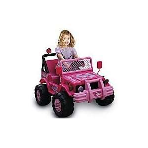  pink camo battery operated electric ride on jeep 
