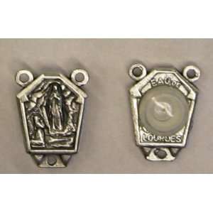  Five Sided Lourdes Silver One inch Rosary Center (RA 19 