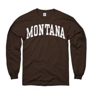  Montana Grizzlies Brown Arch Long Sleeve T Shirt Sports 