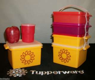 Tupperware 5 Quartet Box Lunch Set + Handle + Tumbler  