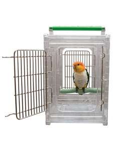 Parrot Travel Cage Stainless Steel Carrier with Transparent Panels 