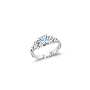  0.46 Cts Diamond & 0.65 Cts Aquamarine Ring in 14K White 