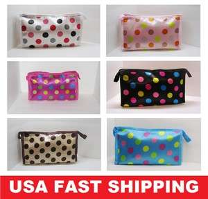   New Color Polka Dot Clutch Cosmetic Pouch Bag Pencil Case Black White