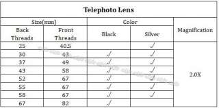 Professional 67mm 2.0X TELE Telephoto Lens For Canon Nikon Leica 