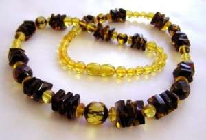 STUNNING Baltic AMBER Necklace DIAMOND CUT FACETED GEM  